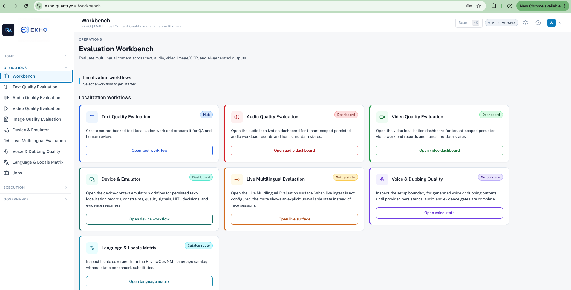 EKHO Evaluation Workbench